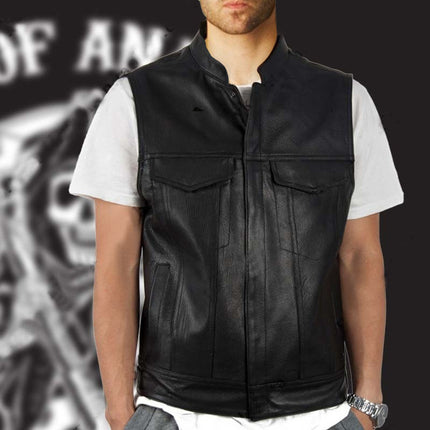 European and American Cross-border Men's Wear Amazon plus size Vest Skull Letter Embroidered Leather Wear
