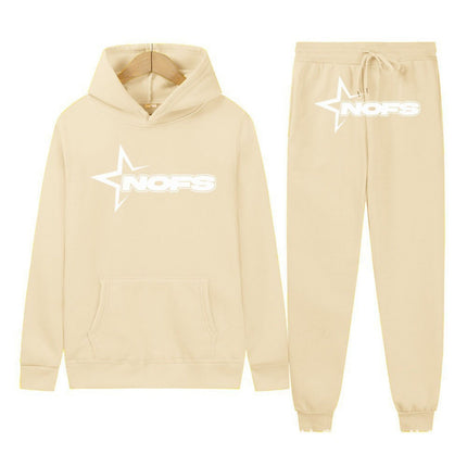 Y2K New Long Sleeve Noes Hoodie Suit Sweatshirt Two-Piece Punk Band Rock Clothing Streetwear