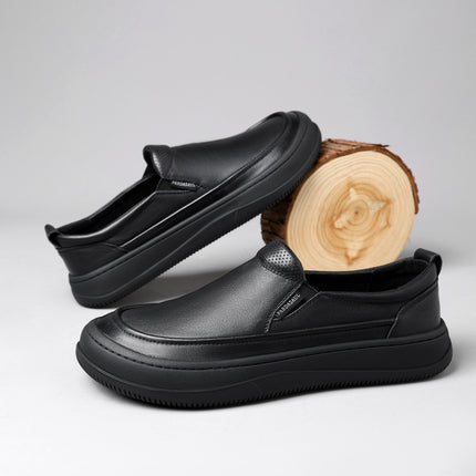 Leather Shoes Men's Dress Pure Leather Slip-on Black Breathable Non-slip Casual Business Fashion All-match Men's Shoes