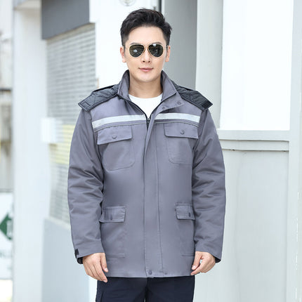 Anti-Static Work Cotton Jacket for Men, Detachable, Cold-Proof and Warm, with Reflective Strips, Power Industry Protective Clothing, Removable Liner
