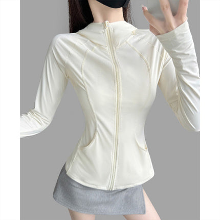 2025lulu Same Style Slim-fit Hooded Long-sleeved Jacket Women's Slim-fit Casual Sports Yoga Clothing Sunscreen Clothing Skin Clothing