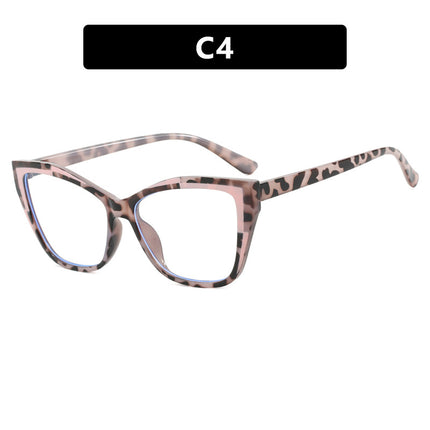 Color-Blocked Cat-Eye Flat Mirror Anti-Blue Light 2024 New Glasses Frame for Women, Versatile European and American Fashion Glasses Frame
