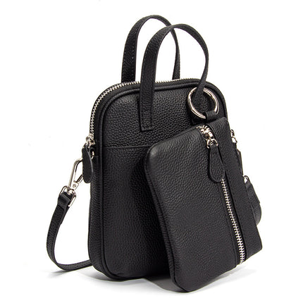 New Style Top Layer Cowhide Mobile Phone Bag Crossbody Women's Large Capacity Japanese-Style Vertical Genuine Leather Niche Shoulder Bag
