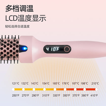 Cross-Border Fluffy Comb Curling Wand 38mm Electric Heating Curling Straightening Comb Multi-Functional Two-In-One Hair Straightener and Curling Iron Dual-Purpose