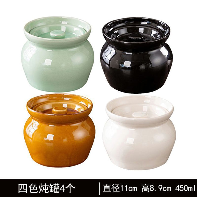 Ceramic Stew Pot for Stew in Water Household Bird's Nest Special Steaming Pot with Lid for One Person Soup Stew Pot Bowl Tucker Small Soup Pot