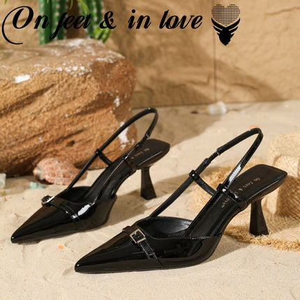 Summer New Style Light Luxury European and American Style Fashionable Temperament Simple Shallow Mouth Pointed Toe Stiletto High Heel Women's Casual Sandals