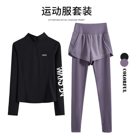 Winter zipper running top fitness new suit sports long sleeve autumn and winter quick drying yoga professional outdoor training