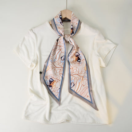 2025 European and American-style Beveled Silk Scarf Cross-border Silk Cashew Dot Long High-end Ribbon Scarf Women's Belt