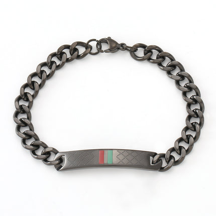 Cross-border stainless steel men's bracelet with red and green tape ring steel gold and black three color jewelry in stock wholesale