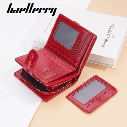 Baellerry New K-Style Cross-Border Oil Wax Leather Multi-Card Slot Buckle Wallet Zipper Women's Short Coin Purse