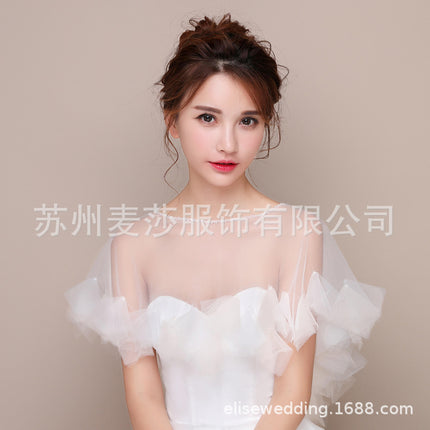 Spot Mesh Lace Shawl Women's Thin Pullover Cloak Bride Wedding Dress Wedding Shawl Ebay Amazon
