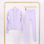 Roland purple hooded steel-printed jacket and nine-point pants suit / 2/S