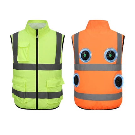 Sanitation worker reflective vest outdoor reflective vest summer cooling air conditioning clothing with fan for cross-border