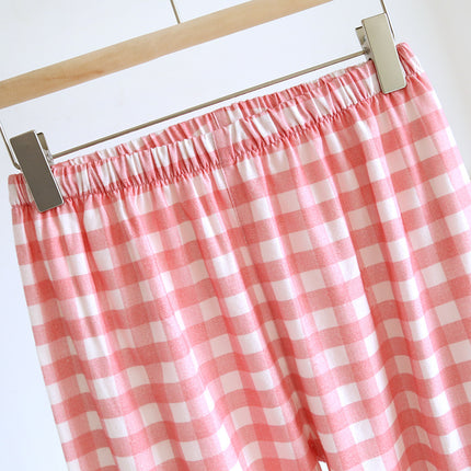 Couple's Long Sleeve Trousers plus size Plaid Simple Pajamas suit Spring and Autumn Cotton Brush Fleece Soft Home Clothes
