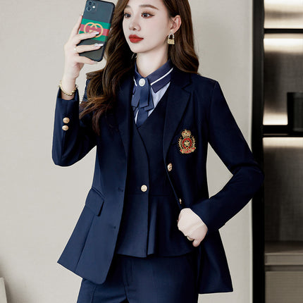 Elegant business wear vest suit Hotel KTV beauty salon work clothes women's suit three-piece kindergarten Garden clothes autumn