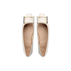 Milk white patent leather (flat bottom) ready stock / 34