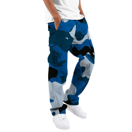2024 New Men's Camouflage Overalls New Personalized Outdoor Sports Pants Drawstring Pocket Overalls Casual Pants