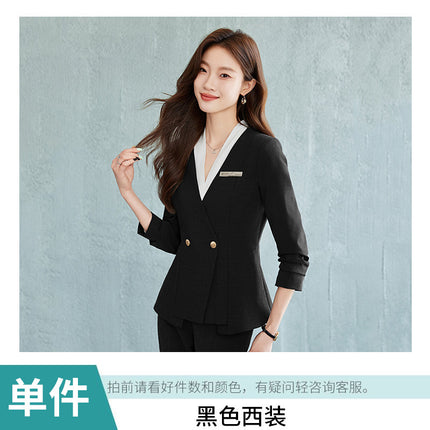 Black Suit suit Women's Business Wear Foruman Autumn and Winter Temperament Goddess Fan OL Tooling Jewelry Store Front Desk Work Clothes