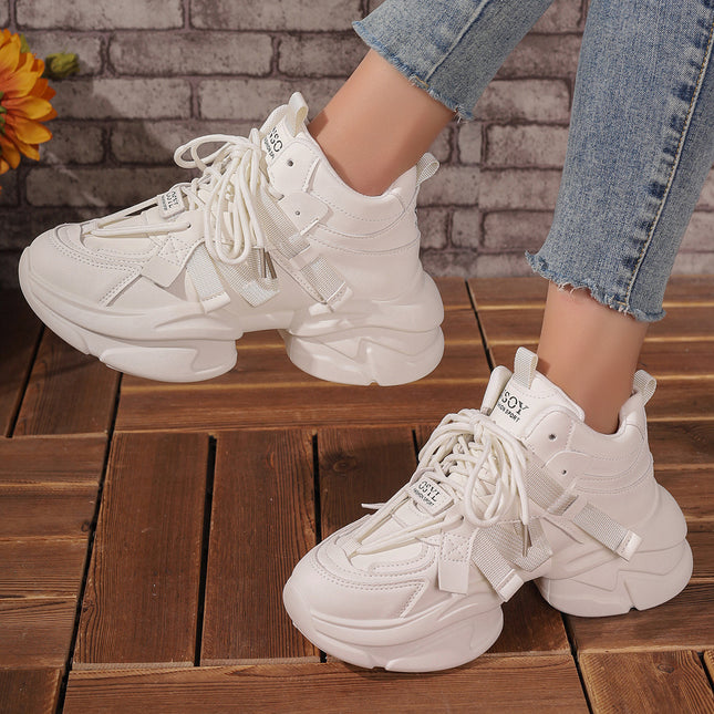2024 Thick-Soled Dad Shoes, Casual Sports Shoes for Women, Spring New Round-Toe Cross-Strap Student Shoes. Large Quantity, Preferential Treatment