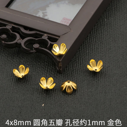 Iron octagonal pointed leaf rounded five-petal flower holder petals handmade diy made hairpin tassel antique material accessories