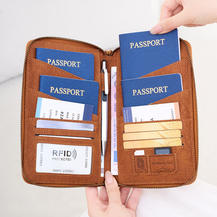 Cross-Border New Rfid Anti-Theft Passport Holder, Stylish and Simple Travel Passport Wallet and Document Organizer