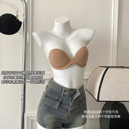 Cross-border Strapless Backless Invisible Silicone Underwear Women's Beautiful Back Seamless Non-slip Push-up Bra Wedding Dress Chest Sticker