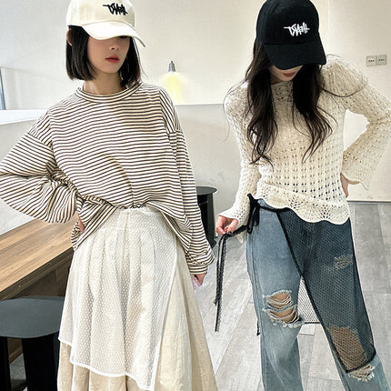 Lace half-length gauze skirt veil headscarf women's all-matching Korean style stacked apron one-piece fart skirt fart curtain cover skirt for four seasons