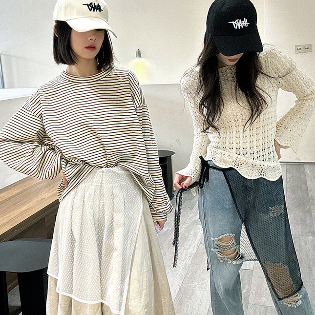 Lace half-length gauze skirt veil headscarf women's all-matching Korean style stacked apron one-piece fart skirt fart curtain cover skirt for four seasons