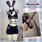 Police officer costume (no badge) + black stockings with black trim / One size fits all
