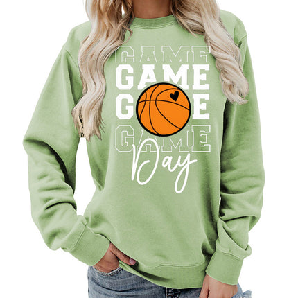Game day printed round neck women's top vests foreign trade supply autumn and winter coat casual loose European size cross-border