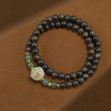Shen Guibao Chen Xiang 8mm Double Ring Half Bracelet Barrel Bead Bracelet Five Sutra String Beads Niche Wen Play Jewelry Wholesale