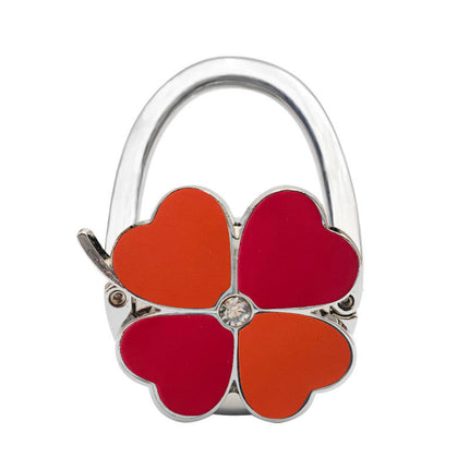 Spot Four-Leaf Clover Hanging Foldableing Portable Bag Hook Clover Pure Color Table Bag Hanging Device Handbag Bag Hook
