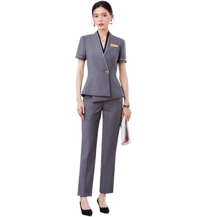High-end business attire suit female summer management work clothes jewelry shop beauty salon hotel front desk reception work clothes