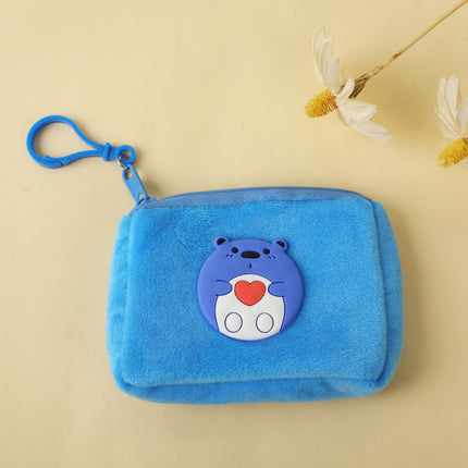 Cute plush coin purse children girl heart student mini wallet key storage bag portable earphone bag wholesale