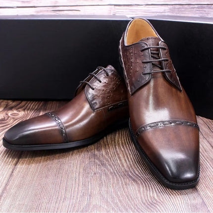 Autumn New Business Formal Men's Leather Shoes Three-Joint British Style Pointed Toe Carved Shoes Wedding Groom's Leather Shoes