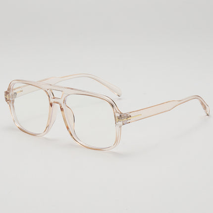 2025 retro double beam large frame small UV-proof sunglasses Korean style outdoor travel decorative flat glasses