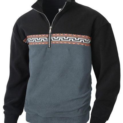 European and American Cross-Border Foreign Trade Casual Men's Long-Sleeved Brushed Half-Zip Jacket Hot-Selling Daily Tops