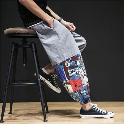 Linen Ankle-length Pants Men's Spring and Summer Thin Loose plus size Casual Pants Harlan Pants Chinese Style Men's Cotton and Linen Long Pants