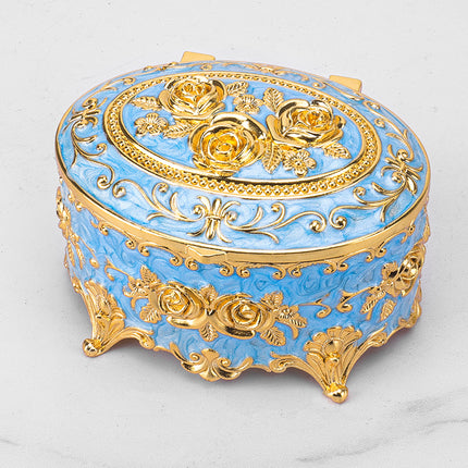 European retro metal jewelry box princess jewelry box exquisite enamel ladies necklace jewelry storage box wholesale