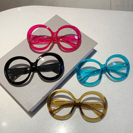Personalized Fashion European and American Retro Slimming Super Large Frame Anti-blue Glasses Plain Face-free Artifact Little Red Riding Book Same Style Flat Glasses