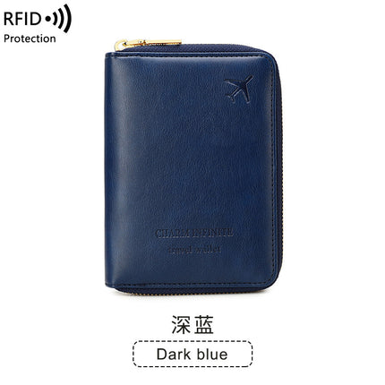 Cross-Border 2026 New Rfid Anti-Magnetic Passport Holder Zipper Short Travel Passport Bag Multifunctional Document Storage Bag