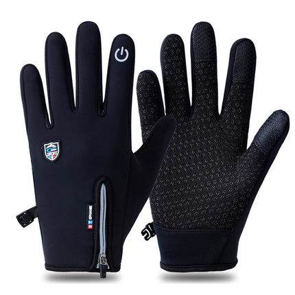 Men's Autumn and Winter fleece-lined Warm Gloves Motorcycle Take-out Cycling Driving Cold-proof Non-slip Touch Screen Water-repellent Cold-proof