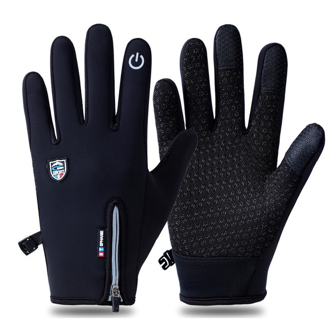 Men's Autumn and Winter fleece-lined Warm Gloves Motorcycle Take-out Cycling Driving Cold-proof Non-slip Touch Screen Water-repellent Cold-proof