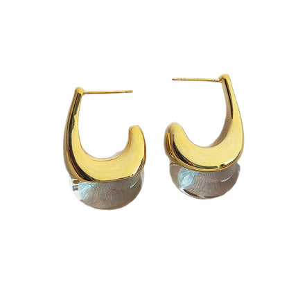 New French-Style Gold Earrings for Women, Niche Design with a High-End Light Luxury Temperament, Versatile and Minimalist Cool Style Earrings for Women