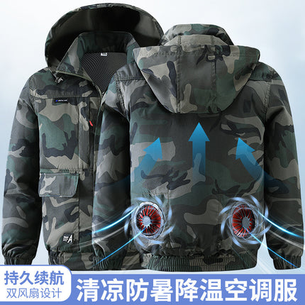 Summer Cooling Air-Conditioned Clothing with Hood for Men, Refrigeration Clothing with Fan, Welding Site Heatstroke Prevention Labor Protection Work Clothes