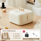 [no water injection required 150w] ceramic glazed die-cast aluminum liner electric lunch box - three compartments + portable bag + tableware / [discounts available in bulk quantities]