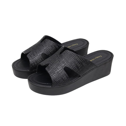 Summer flip-flops outdoor plastic non-slip fashion casual platform slippers women's indoor outdoor wedge sandals women