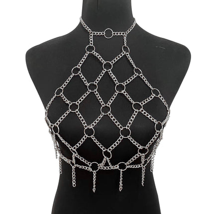 Bamboo such as clothing nightclub fashion hot girl metal ring neck mesh hollow sexy body chain DL0001