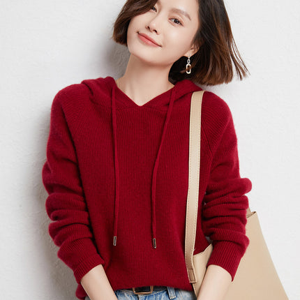 Hooded Knit Sweater for Women 2025 Autumn and Winter New Loose Cable Knit Hooded Sweatshirt Thickened Casual Sweater Base Layer