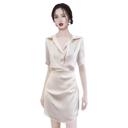 Tight waist slimming temperament goddess fan dress cross-border 2024 new socialite commuter shirt dress